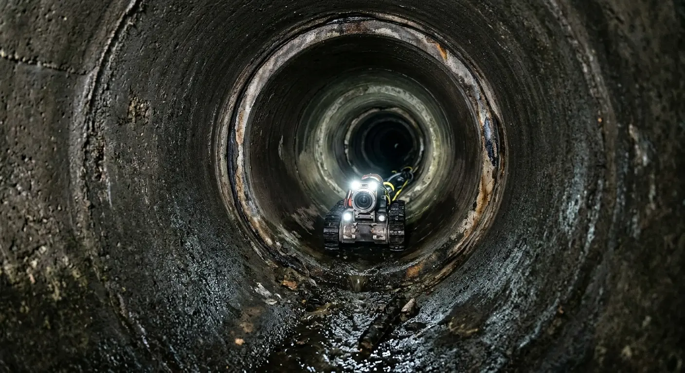 Robotic sewer camera inspecting pipe interior for Sewer Line Cleaning in Upper Arlington